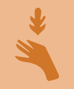 Illustration of hand holding a leaf