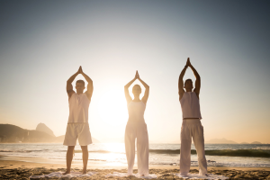 yoga on beach